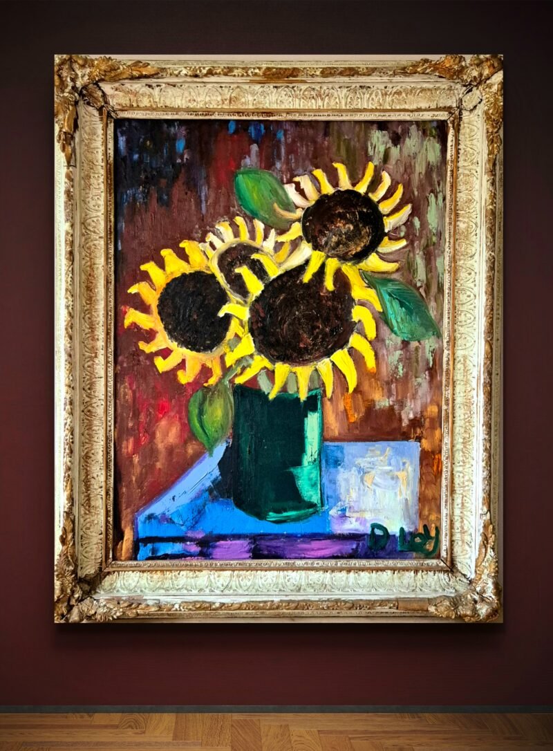 Dave Ley - 'Sunflowers in an antique frame' - Image 5