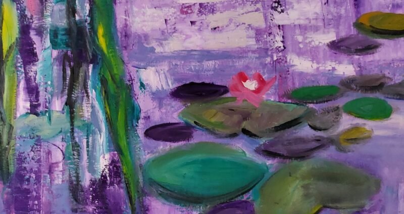 Dave Ley - 'Willow and lillies in the style of Claude Monet' - Image 4
