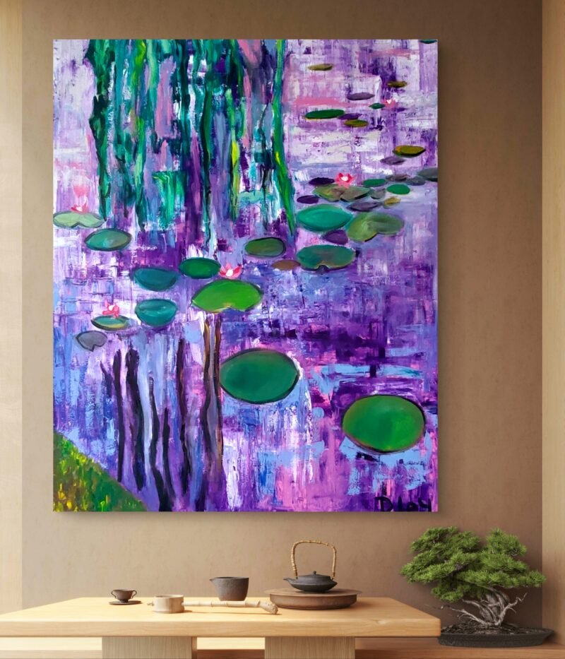 Dave Ley - 'Willow and lillies in the style of Claude Monet' - Image 5