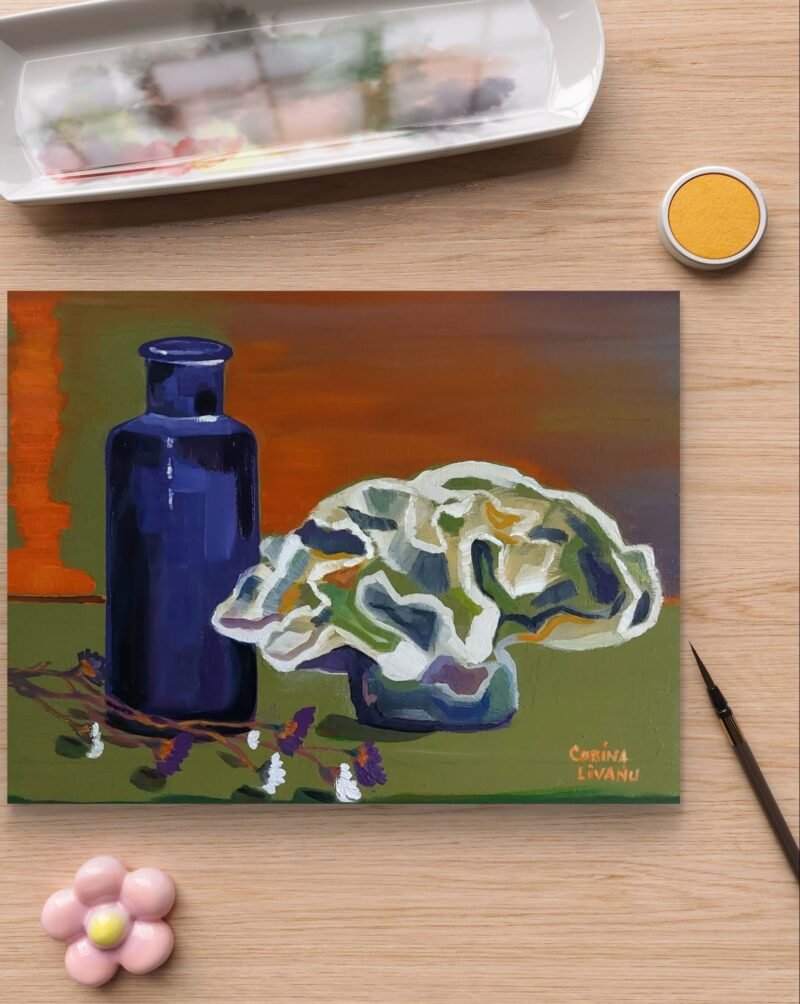 'Coral,statice and blue bottle' by Corina Livanu - Image 5